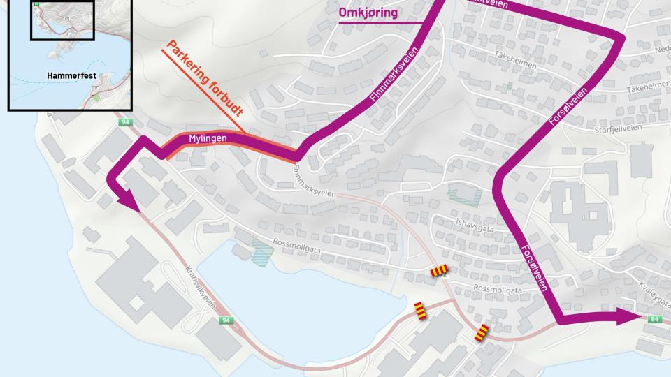 Lenke til artikkel: Omkjøring og stengte veier ved Isbjørnhallen