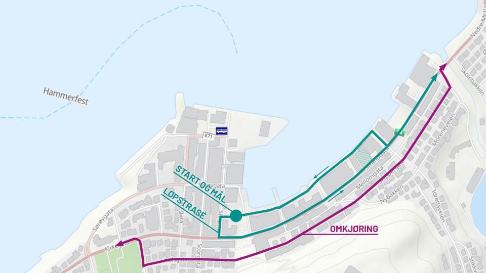 Lenke til artikkel: Stengte veier og omkjøring i Hammerfest sentrum lørdag 5. september