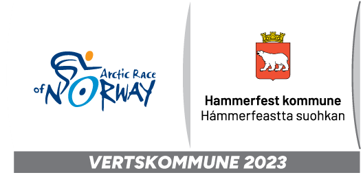 Logo for Hammerfest som vertskommune for Arctic Race of Norway 2023 - Klikk for stort bilde
