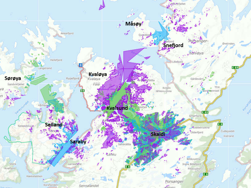Kart som viser mobildekning - Klikk for stort bilde