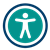 Symbol for tiljgengelighet: en person med utstrakte armer innskrevet i en sirkel - Klikk for stort bilde