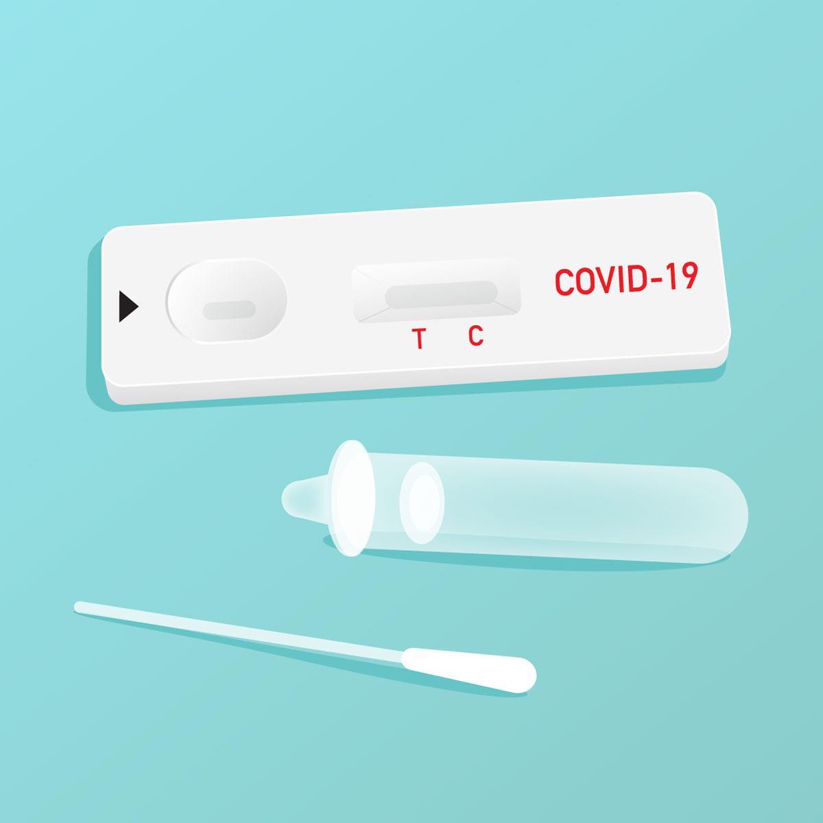 Illustrasjon av hjemmetest for koronavirus - Klikk for stort bilde